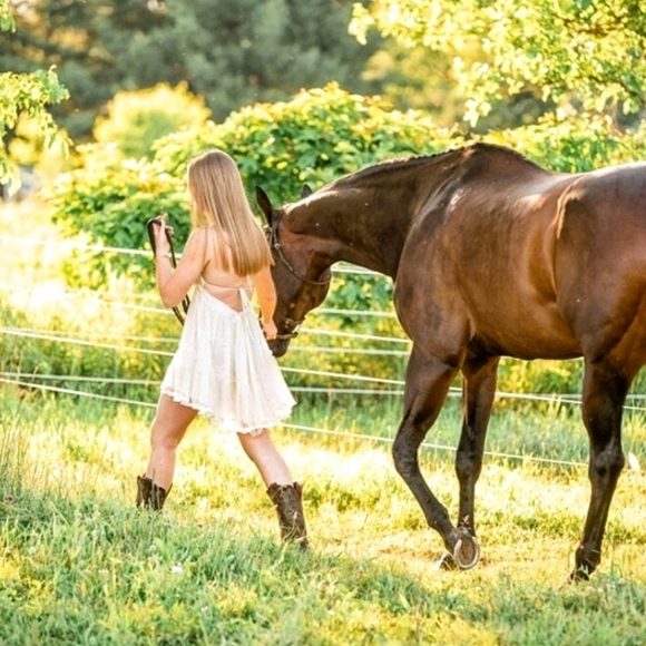 NEW Strappy Plunge Halter Dot Ruffle Mini Dress Off White Cream Ivory - Picture 7 of 13